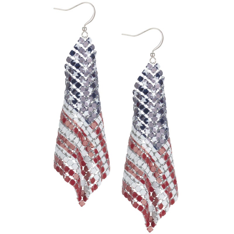 Madison Tyler Americana Collection USA Stars | Stripes Flag Chain Stud Earrings for Women - Image 1